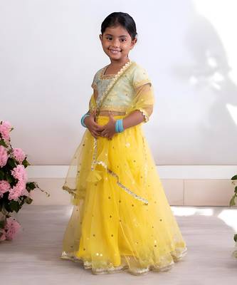 Blue brocade choli with lehenga 2