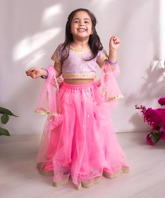 Pink Wedding Lehenga Choli for Kids 2