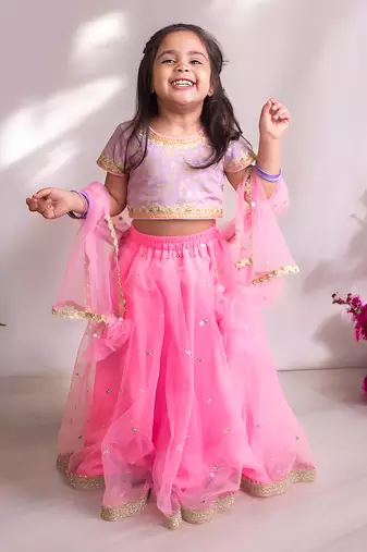 Pink Wedding Lehenga Choli for Kids