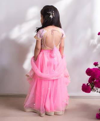 Pink Wedding Lehenga Choli for Kids 3