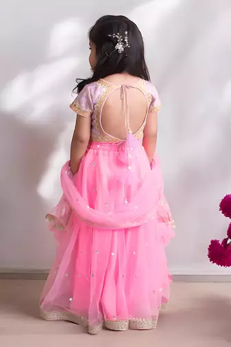 Pink Wedding Lehenga Choli for Kids