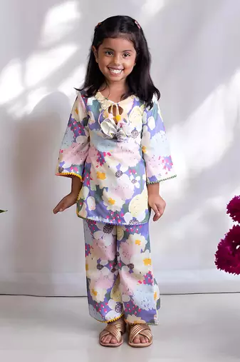Floral printed kurti with sharara