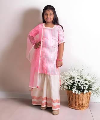 Pink mirror kurti with sharara 1