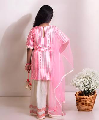 Pink mirror kurti with sharara 2
