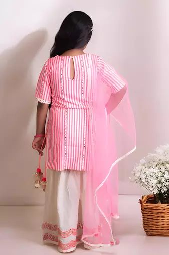 Pink mirror kurti with sharara