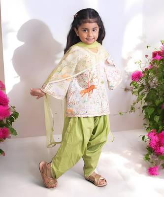 Ivory printed kurti with dhoti 2