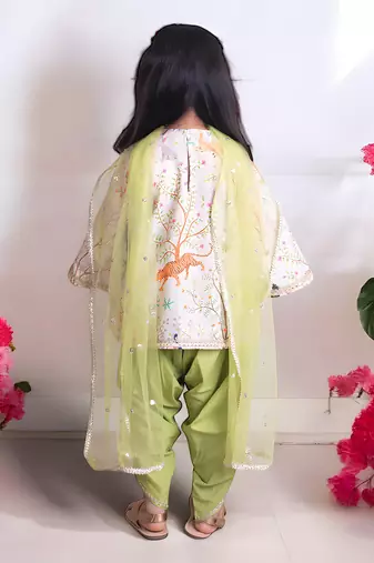 Ivory printed kurti with dhoti