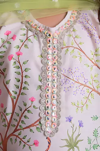 Ivory printed kurti with dhoti
