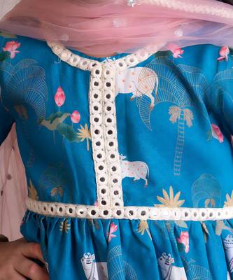 Blue printed kurti with dhoti 3