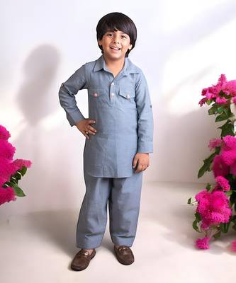 Blue denim kurta with pant 1