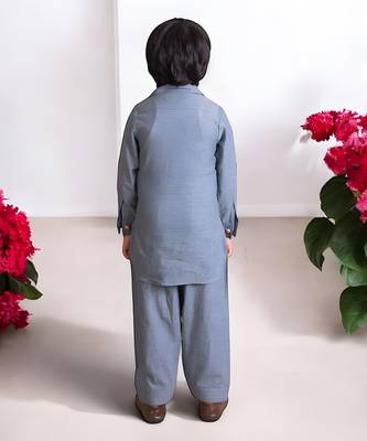 Blue denim kurta with pant 2