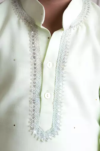Green mukesh work kurta with pant