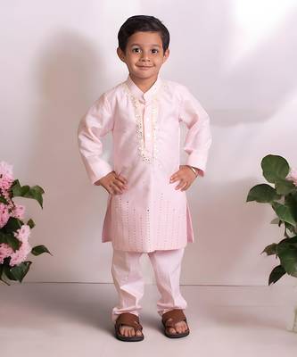 Pink mukesh work kurta with pant 1