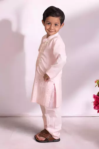 Pink mukesh work kurta with pant