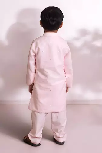 Pink mukesh work kurta with pant
