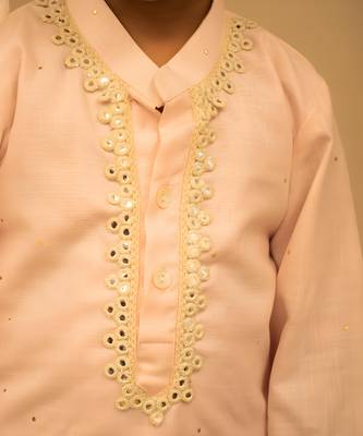 Pink mukesh work kurta with pant 4