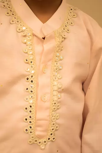 Pink mukesh work kurta with pant