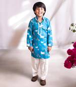 Blue printed kurta salwar set