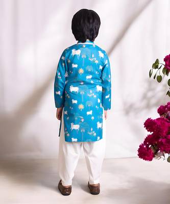 Blue printed kurta salwar set 2