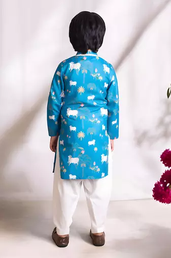 Blue printed kurta salwar set