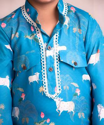 Blue printed kurta salwar set 3