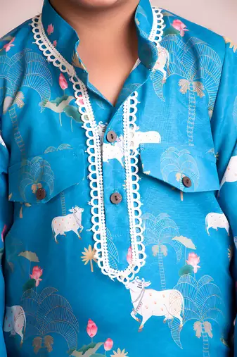 Blue printed kurta salwar set