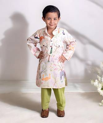 Ivory printed kurta with pant 1