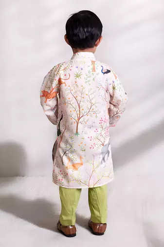 Ivory printed kurta with pant