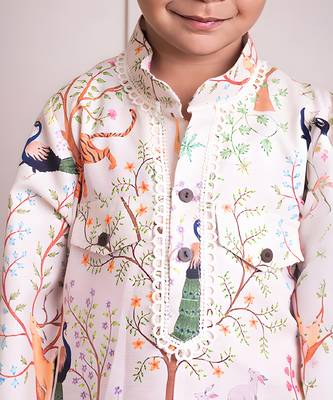 Ivory printed kurta with pant 3