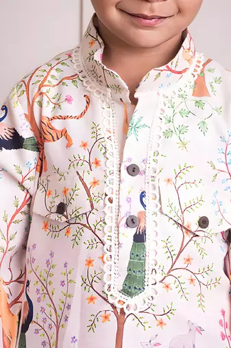 Ivory printed kurta with pant