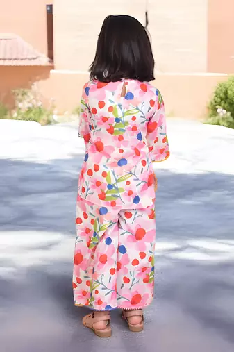 Pink floral printed kurti with pants