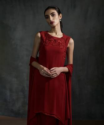Maroon georgette kurta set 2