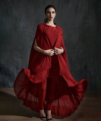 Maroon georgette kurta set 3