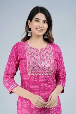 Exploring noor startup designer & ethnic embroidered bandhani printed a-line kurti for womens & girls 3