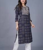 Self designer sequence embroidered ethnic bandhani bandhej printed a-line festive wear kurti for womens & girls
