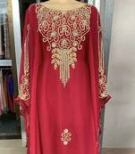 Red Handcrafted Zari Stone work Stitched Georgette Kaftan Party Wedding Dresses MS 315