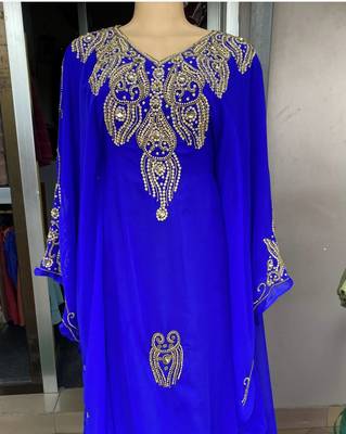 Royal Blue Handcrafted Zari Stone work Stitched Georgette Kaftan Party Wedding Dresses MS 316 1