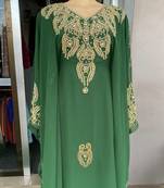 Green Handcrafted Zari Stone work Stitched Georgette Kaftan Party Wedding Dresses MS 317