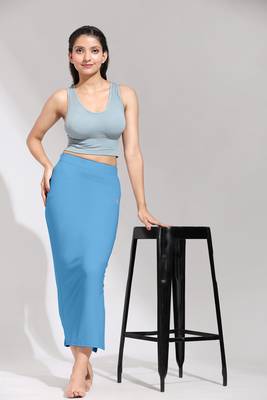 Trendmalls Blue Solid Nylon Soft Petticoat Skirts for Women Saree Shape Wear  2