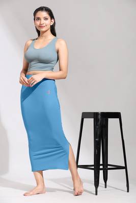 Trendmalls Blue Solid Nylon Soft Petticoat Skirts for Women Saree Shape Wear  3