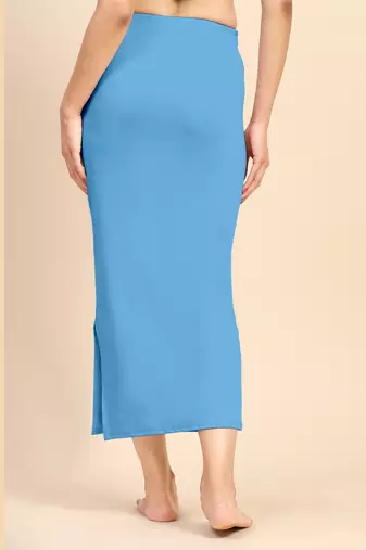 Trendmalls Blue Solid Nylon Soft Petticoat Skirts for Women Saree Shape Wear 