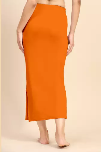 Trendmalls Plain Soft Nylon Orange Petticoat Skirt for Women Saree Silhouette Shape Wear