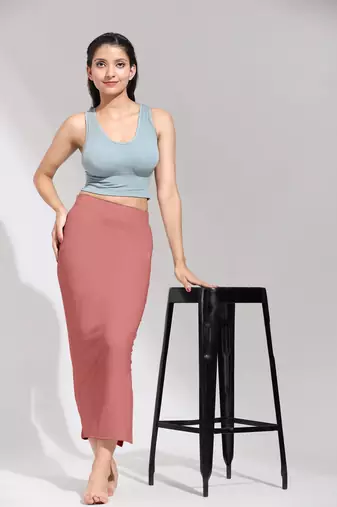 Trendmalls Pink Solid Nylon Soft Petticoat Skirts for Women Saree Shape Wear 