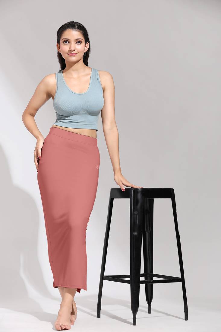 Pink Solid Nylon Soft Petticoat Skirts for Women Saree Shape Wear 