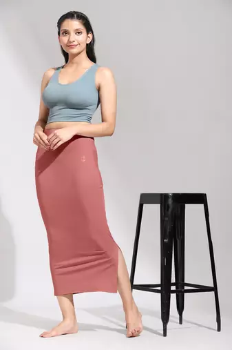 Trendmalls Pink Solid Nylon Soft Petticoat Skirts for Women Saree Shape Wear 