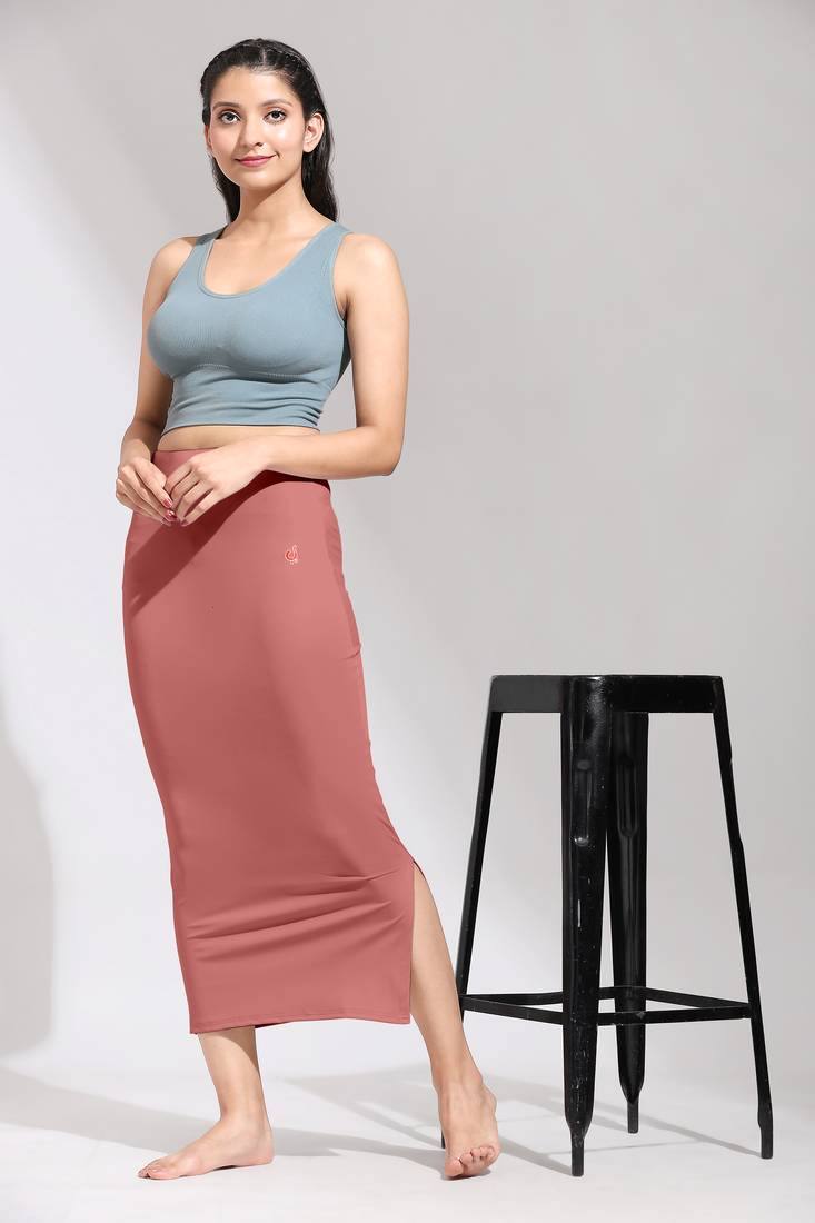 Pink Solid Nylon Soft Petticoat Skirts for Women Saree Shape Wear 