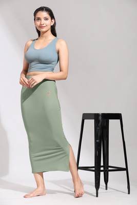 Trendmalls Light Green Solid Nylon Soft Petticoat Skirts for Women Saree Shape Wear  3