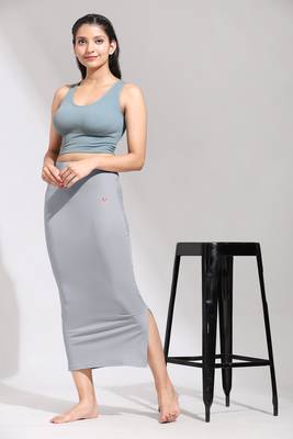 Trendmalls Grey Solid Nylon Soft Petticoat Skirts for Women Saree Shape Wear  3