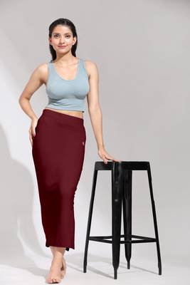 Trendmalls Maroon Solid Nylon Soft Petticoat Skirts for Women Saree Shape Wear  2