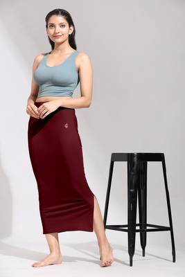 Trendmalls Maroon Solid Nylon Soft Petticoat Skirts for Women Saree Shape Wear  3